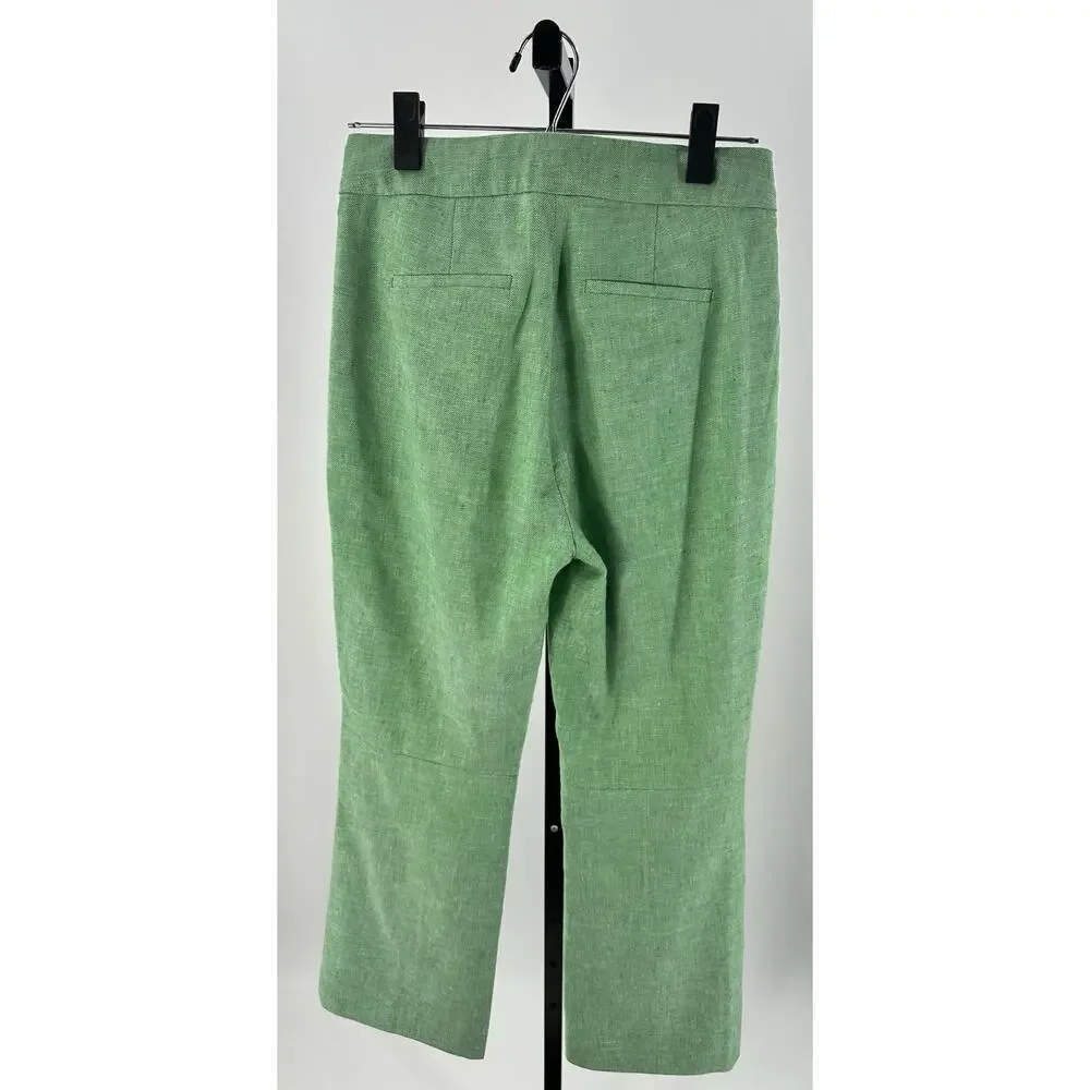 J.Crew Hayden Green Linen Blend Cropped Pants Women’s Size 0 Summer Trouser - Picture 4 of 9